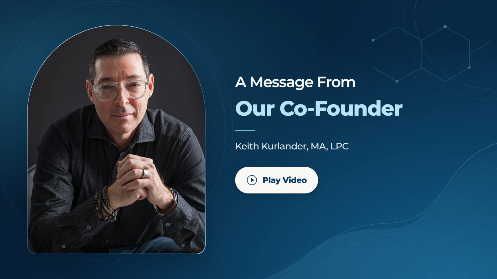 Play the founder video with Keith Kurlander, MA, LPC
